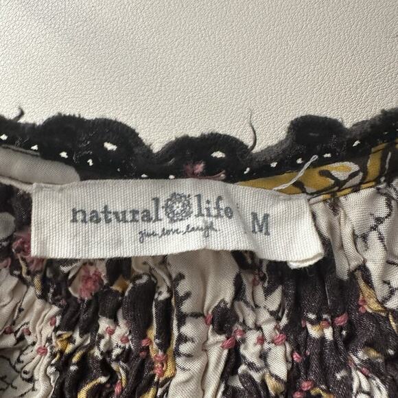 Natural Life Maxi Dress Women M Brown Floral Thick Stitching Boho Muumuu Country - Picture 14 of 16